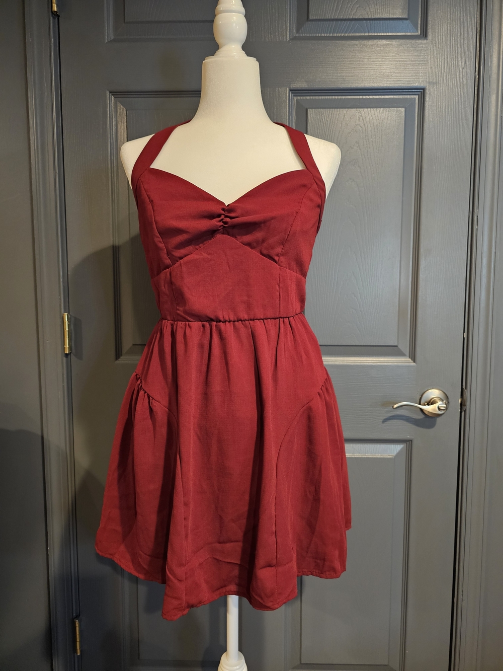 Rowan Women's Maroon Red Sundress with‎ Sweetheart Neckline Size L